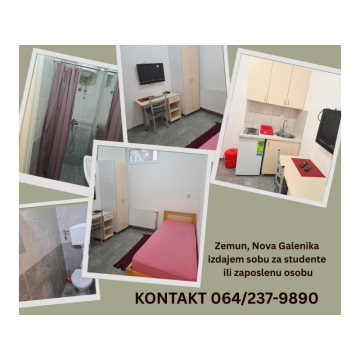 Zemun, Nova Galenika, izdajem sobu za studenta ili zaposlenu osobu
